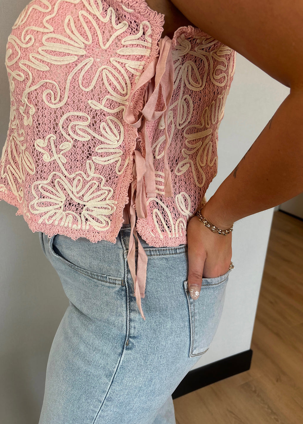 Coral Bloom Crochet Tank