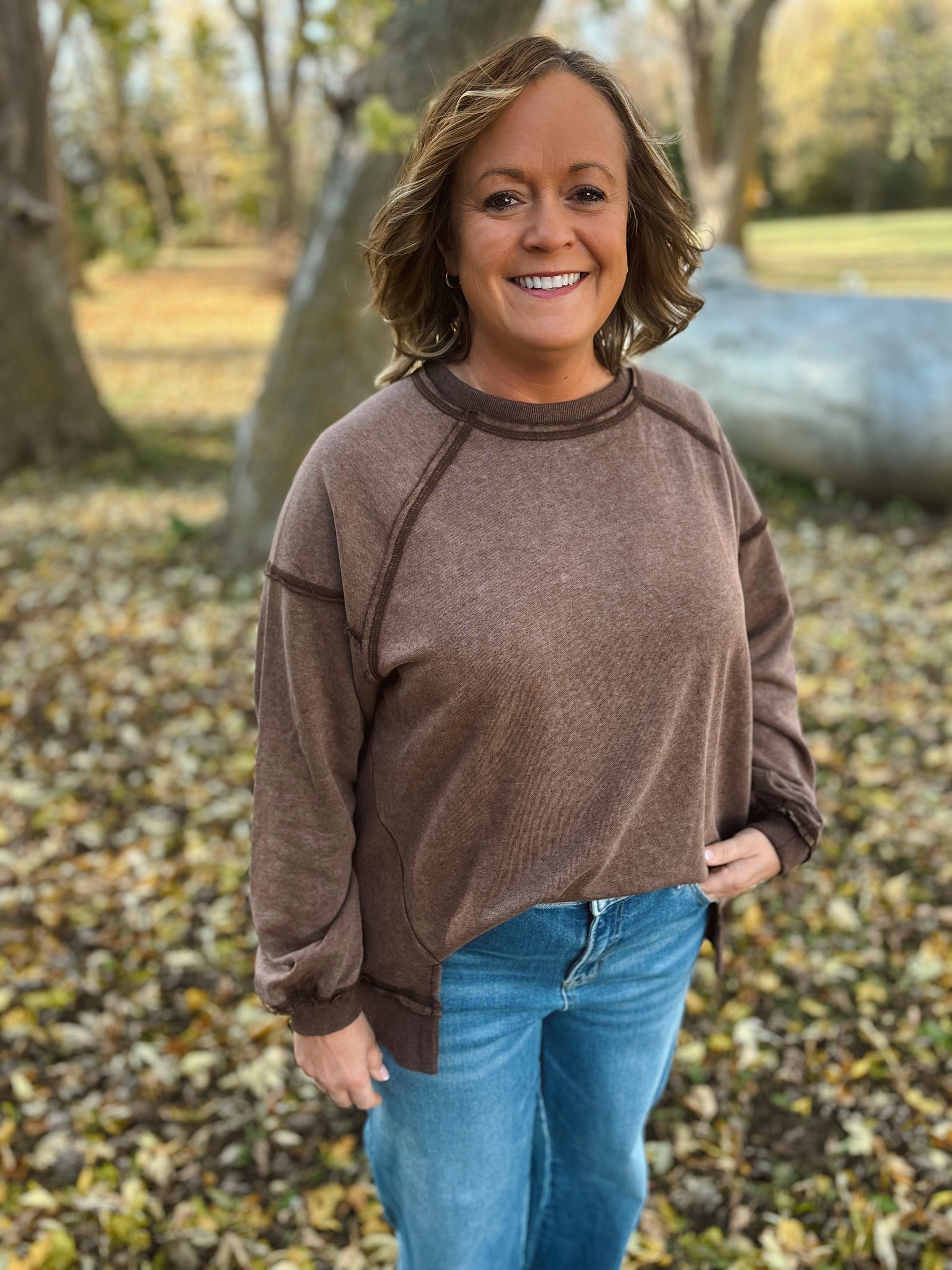 Mocha Washed Everyday Pullover