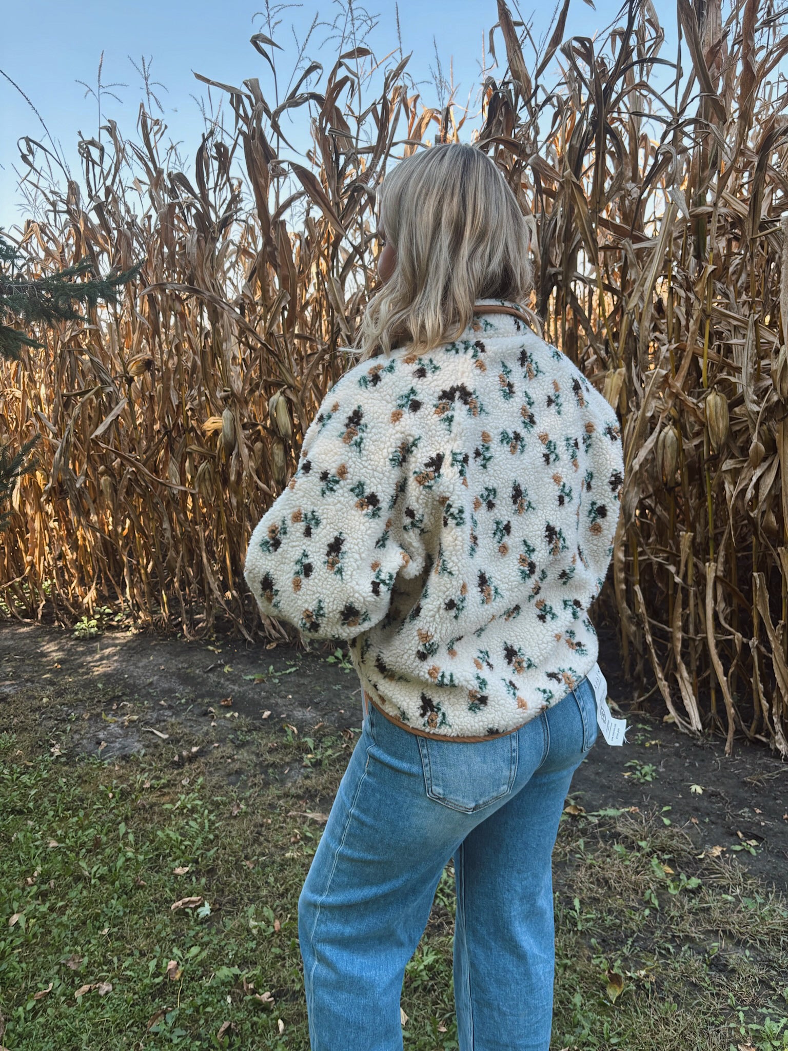 Wildflower Cream & Khaki Fleece Jacket