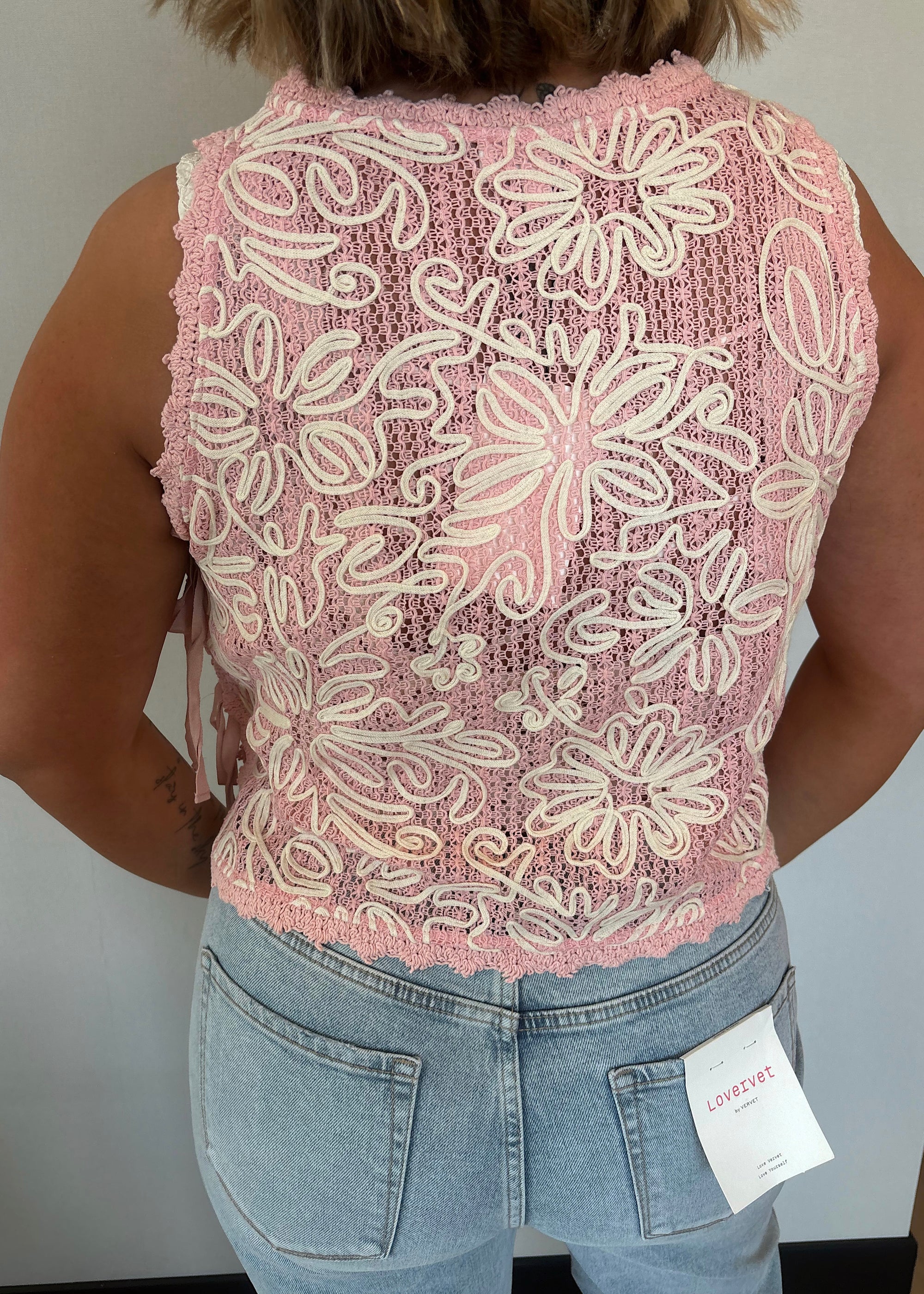 Coral Bloom Crochet Tank