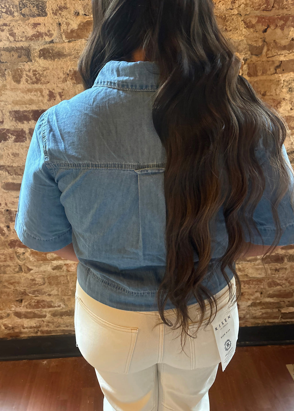 Effortless Denim Button Short Sleeve
