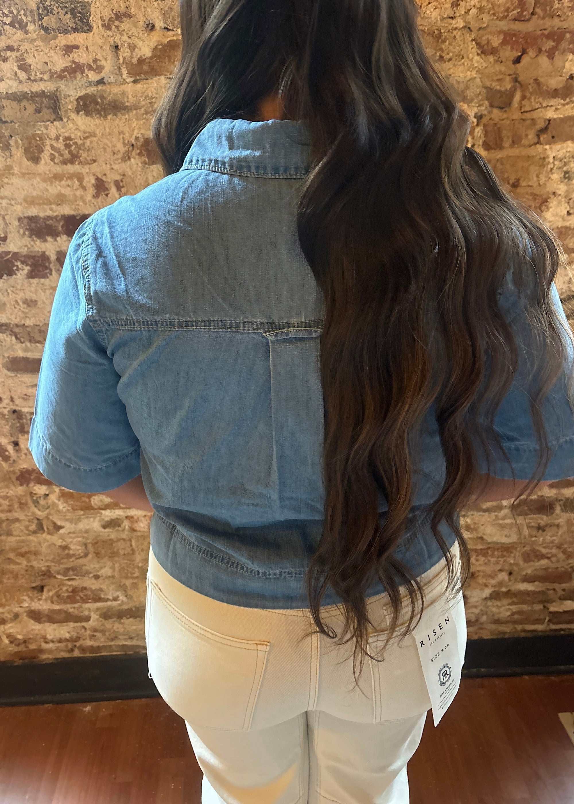 Effortless Denim Button Short Sleeve