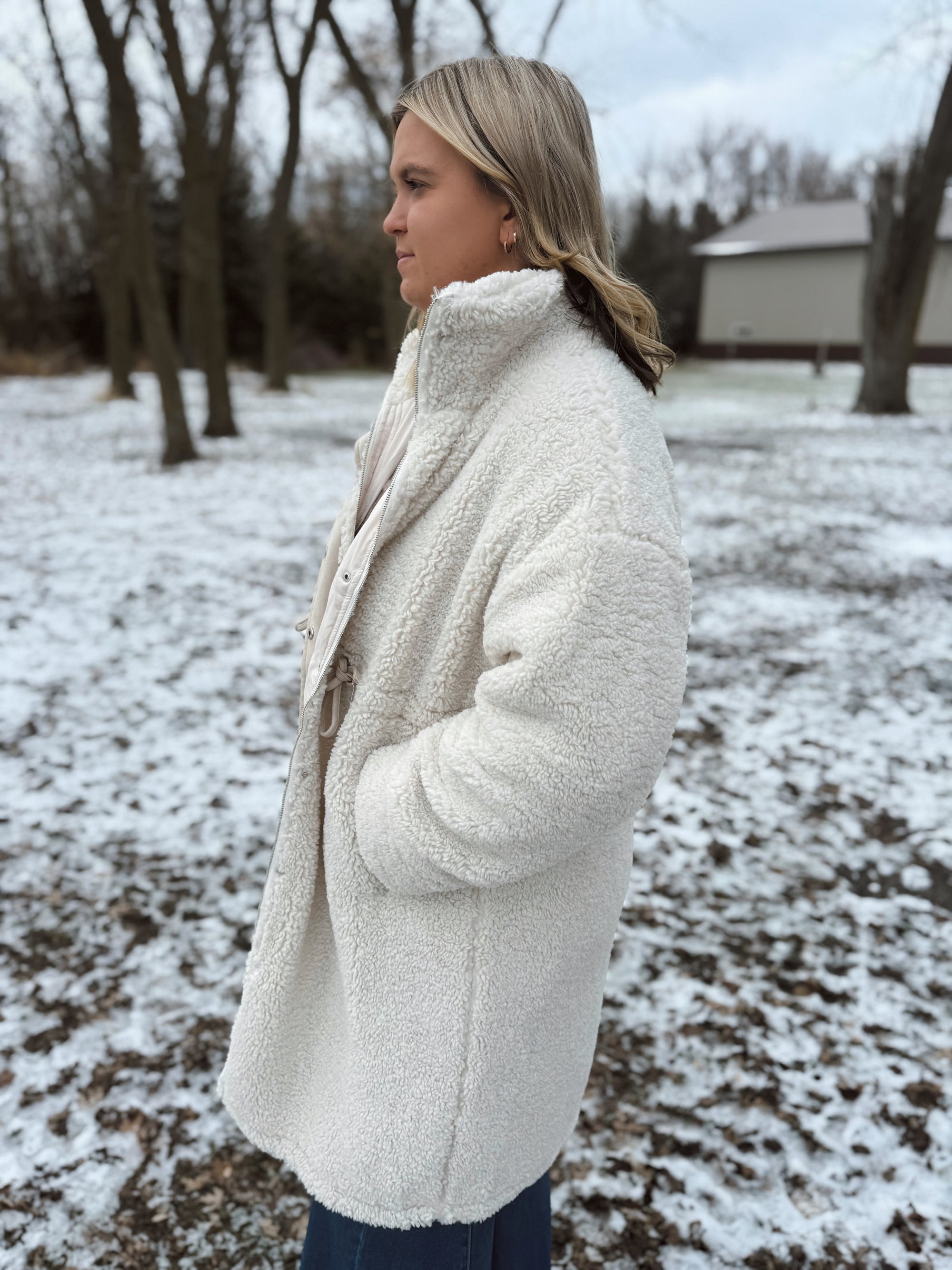 Sugar Cookie Longline Sherpa Coat