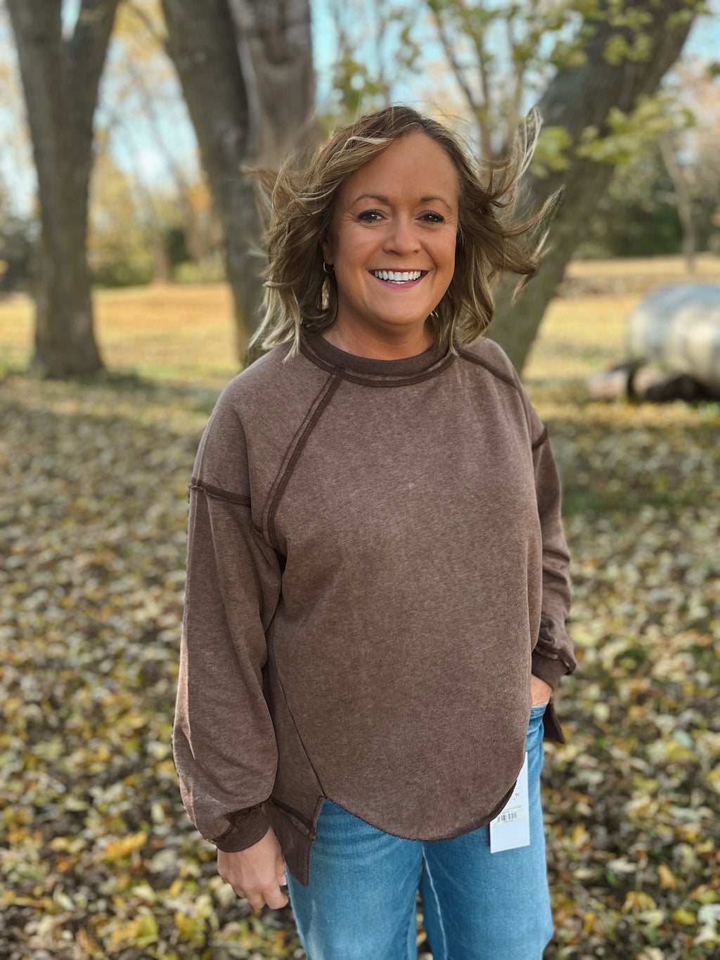 Mocha Washed Everyday Pullover