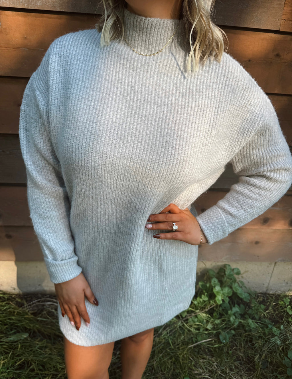 Cozy Cabin Birch Knit Sweater Dress