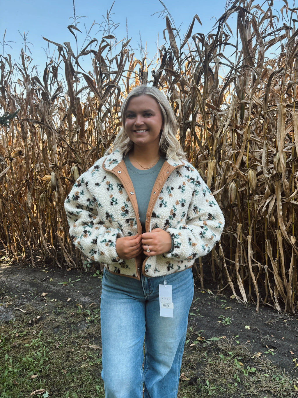 Wildflower Cream & Khaki Fleece Jacket