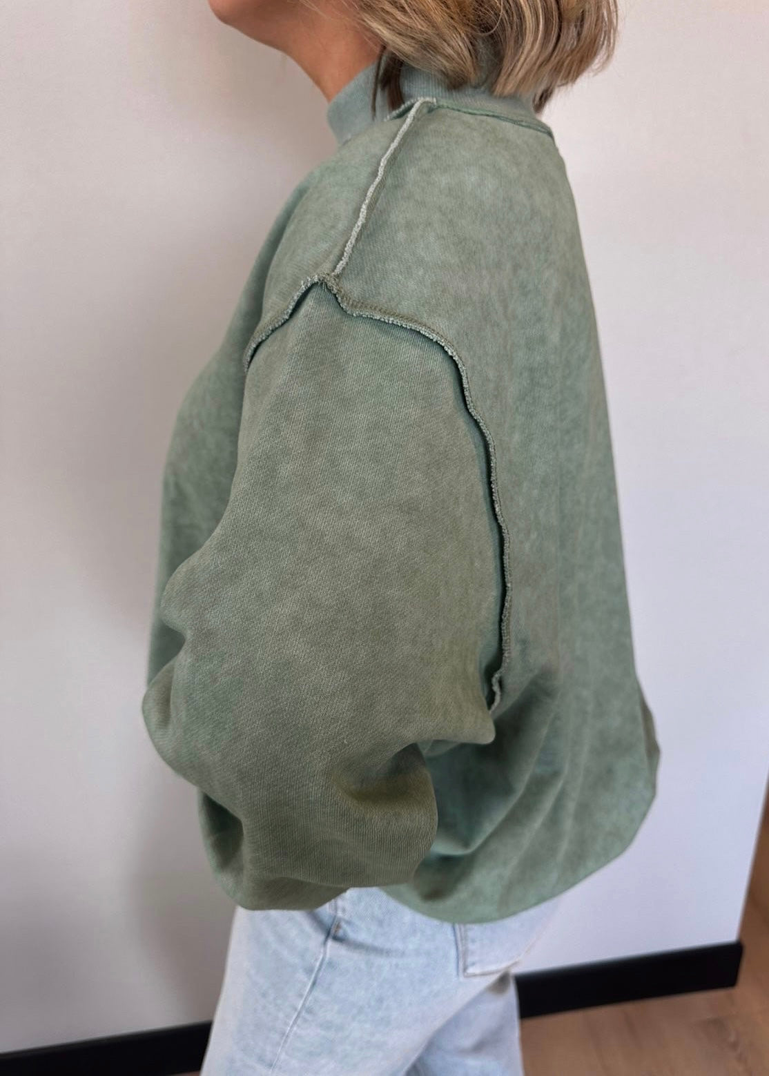 Washed Sage Weekend Mock Neck