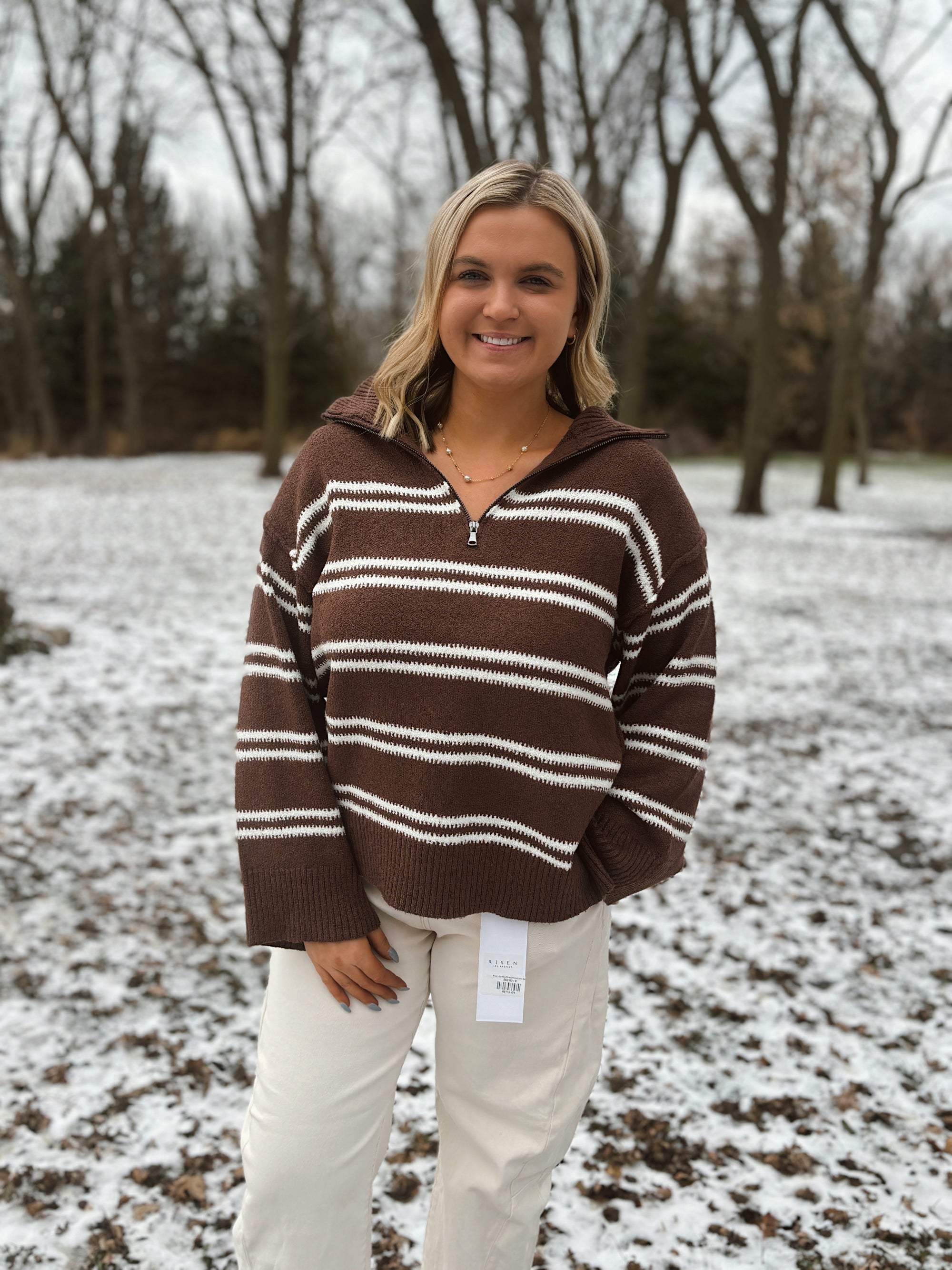 Morning Brew Stripe Zip