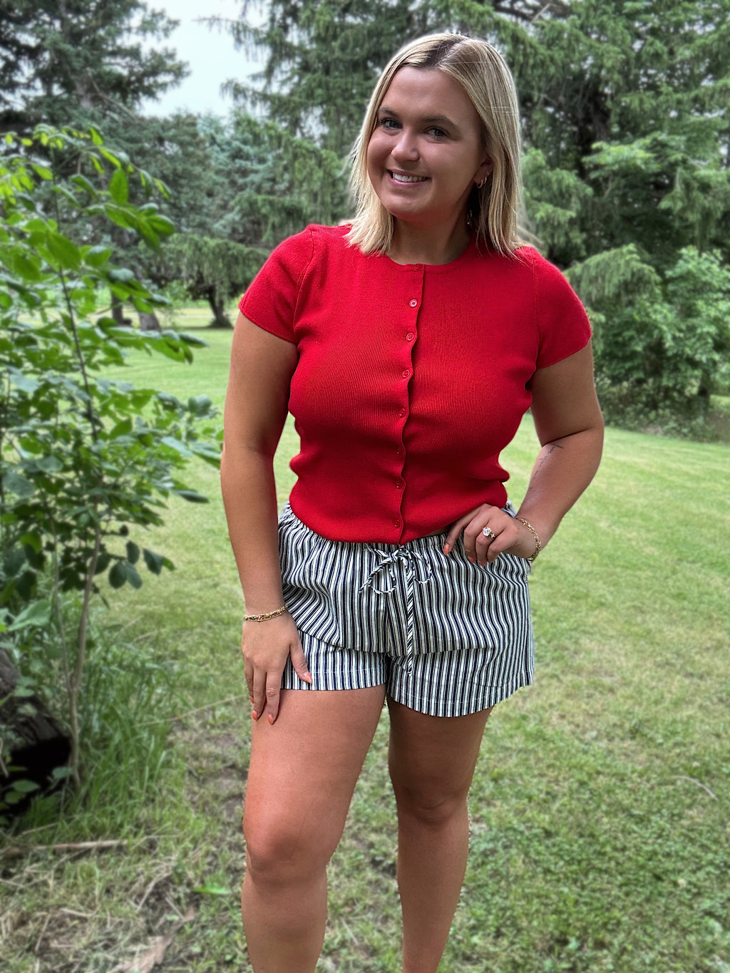 Bayside Stripe Shorts- Navy
