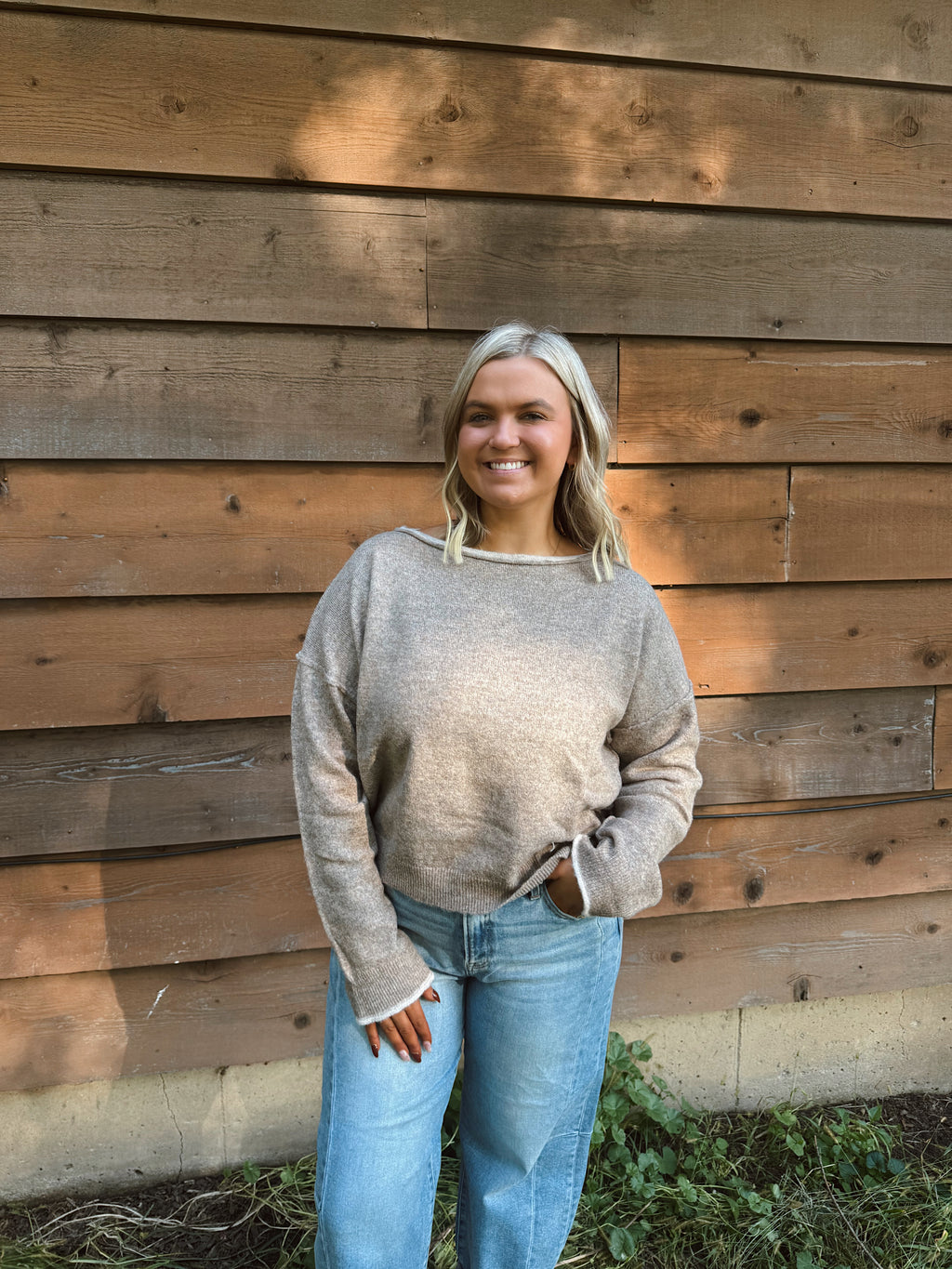 Slouchy Oatmeal Knit Sweater