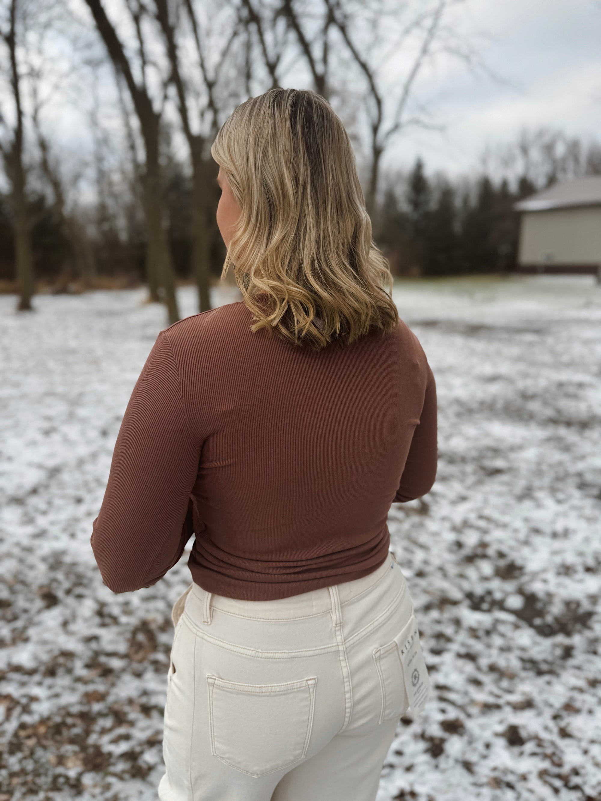 Everyday Essential Red Bean ribbed long sleeve