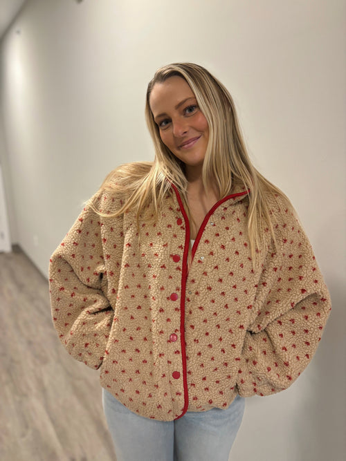 Berry Sweet Button Sherpa