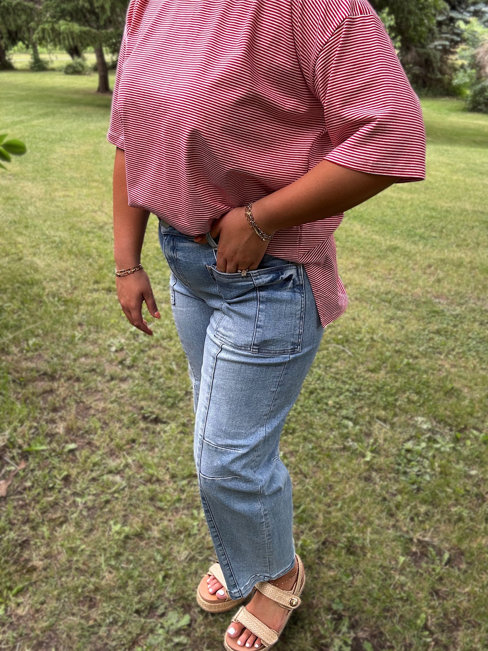 Risen Patch Pocket Boyfriend Jeans- Light