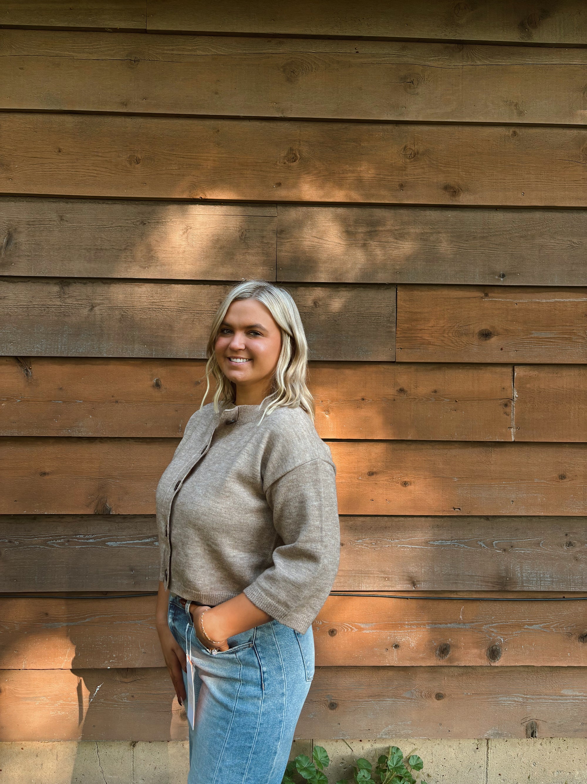 Sweet Mocha Half Sleeve Button Cardigan