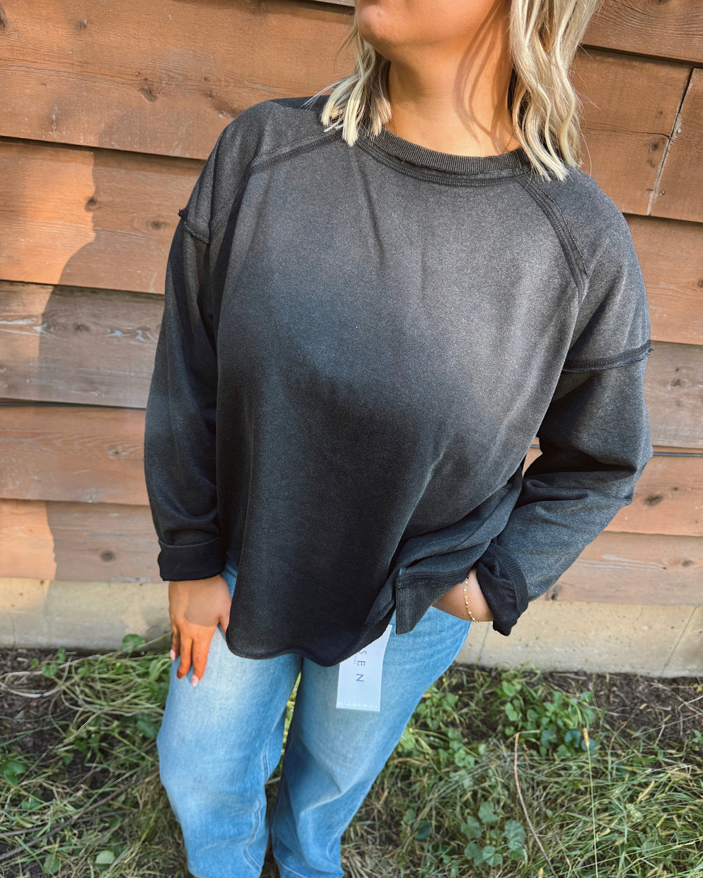 Black Washed Everyday Pullover