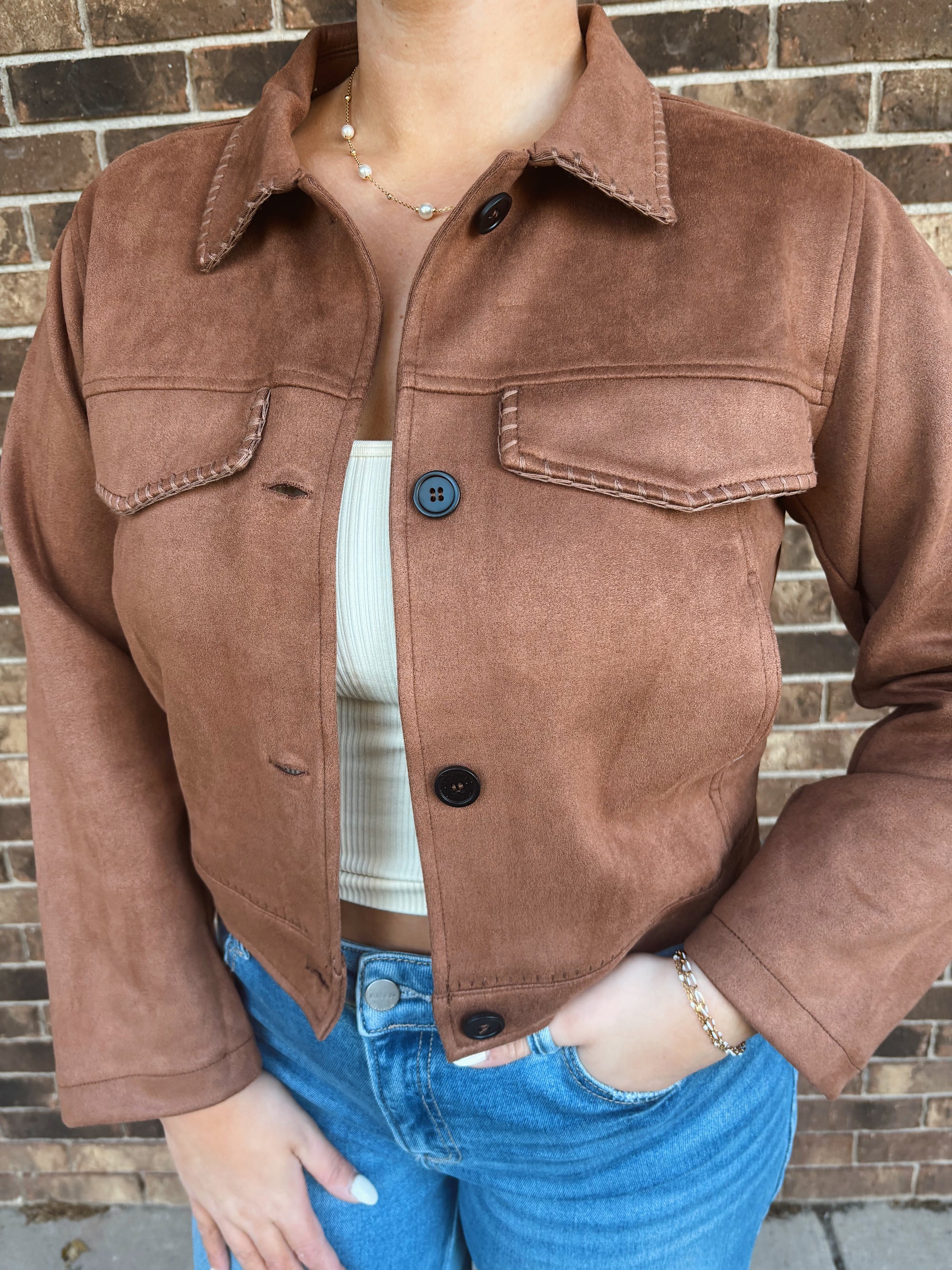 Brown Braided Suede Jacket