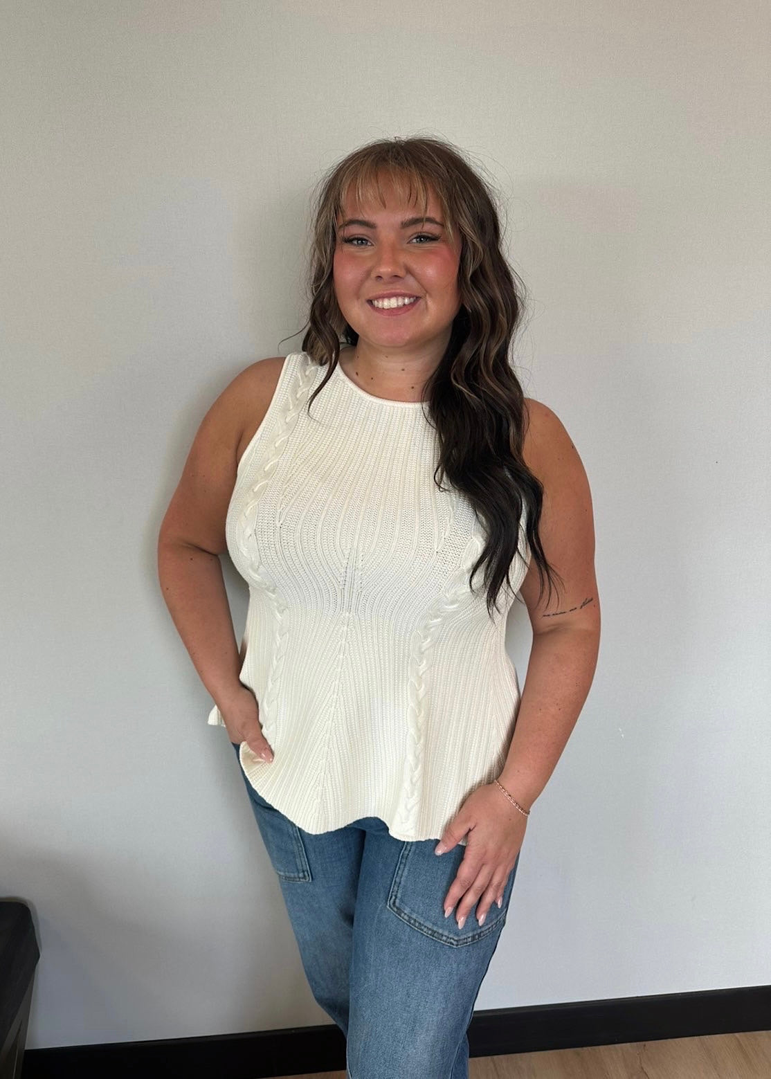 Buttercream Cable Peplum Knit