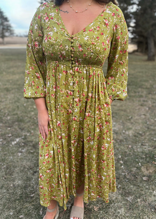 Avocado Bloom Maxi Dress