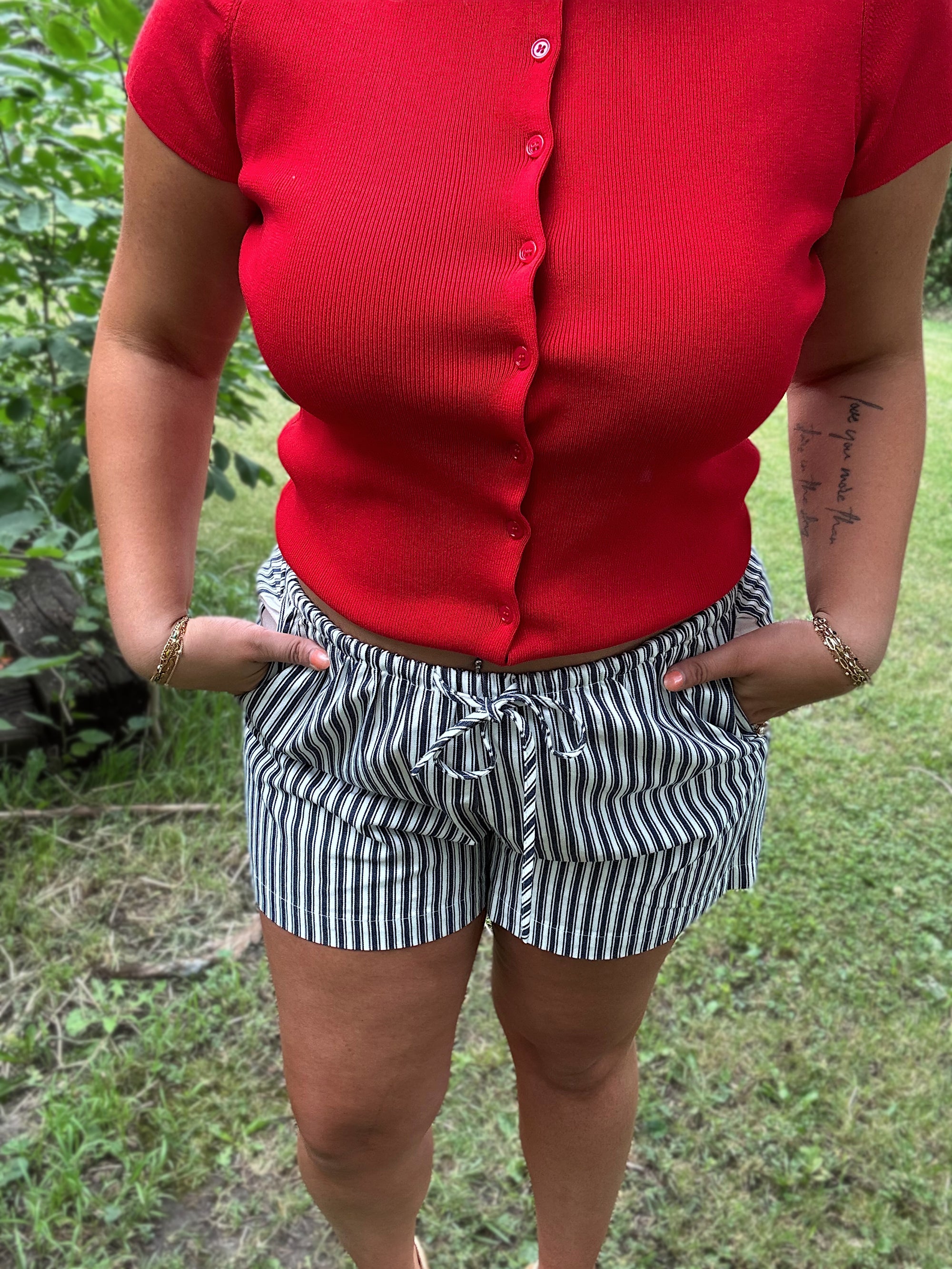 Bayside Stripe Shorts- Navy