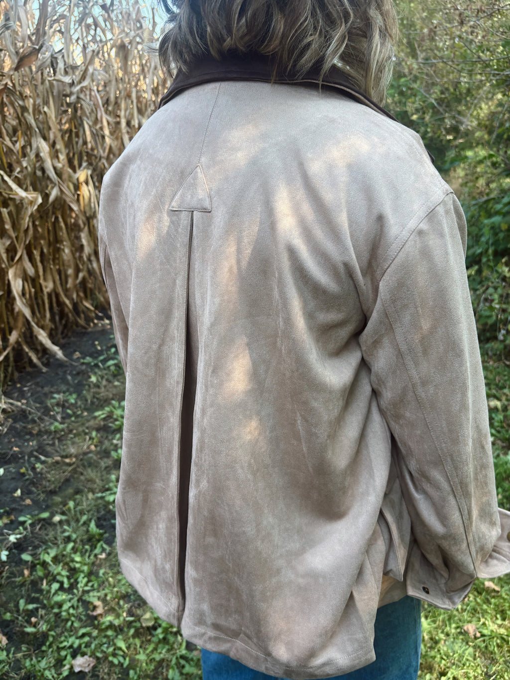 Sandstone Suede Collared Jacket