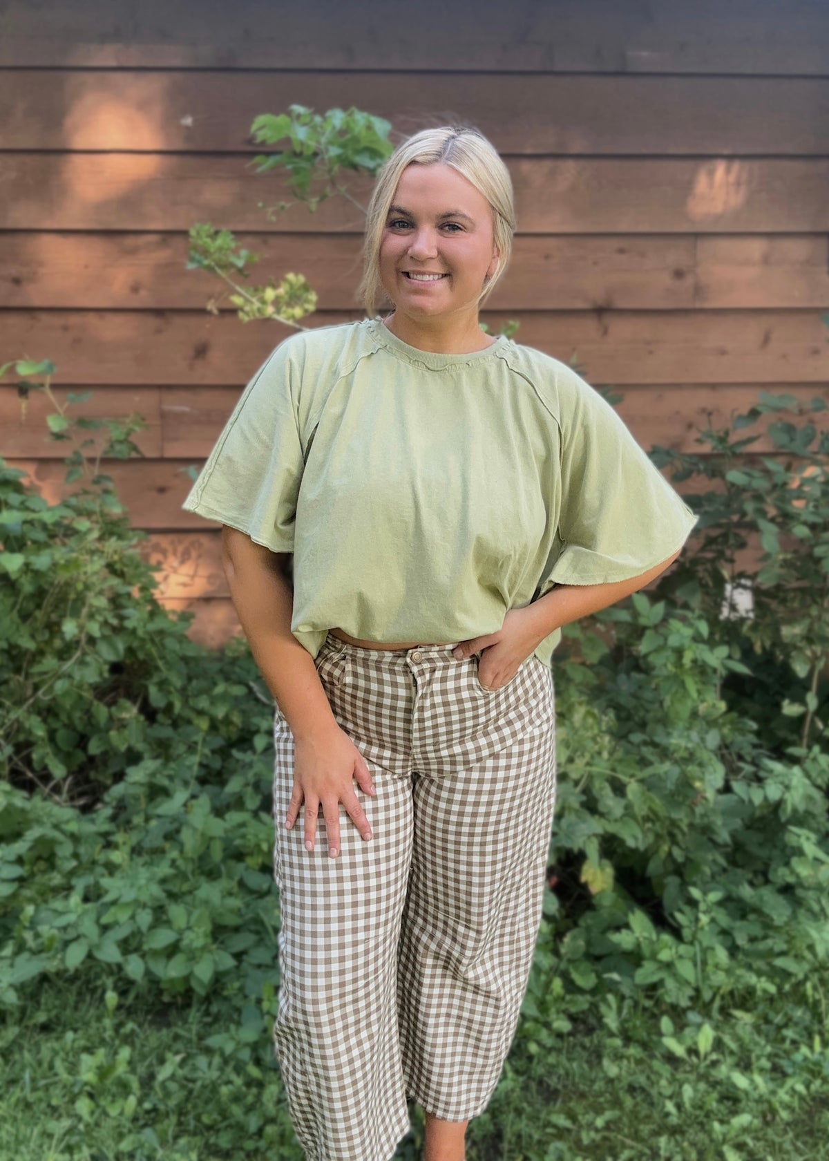 Maple Check Barrel Pants