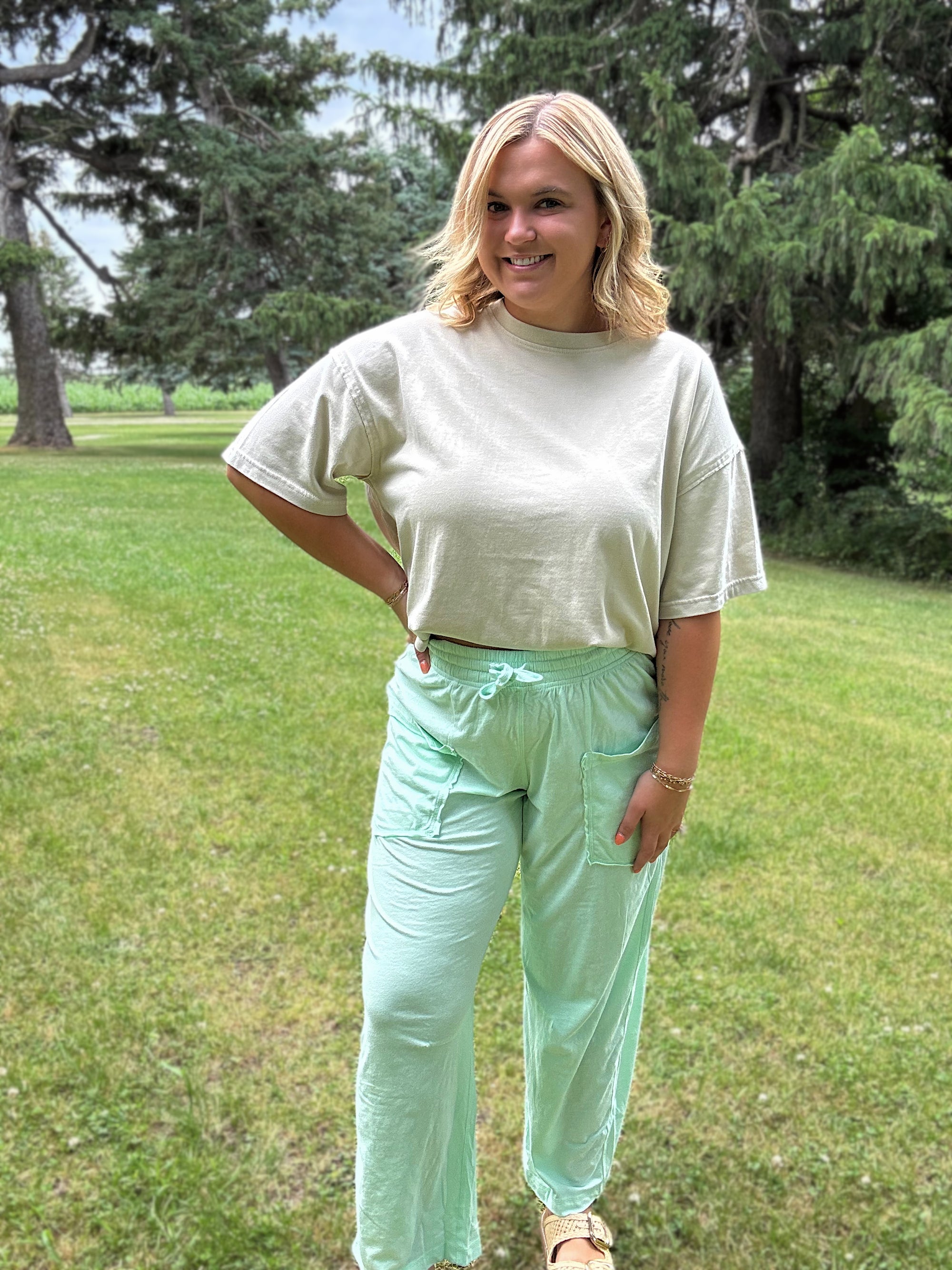 Morning Mint Barrel Pants