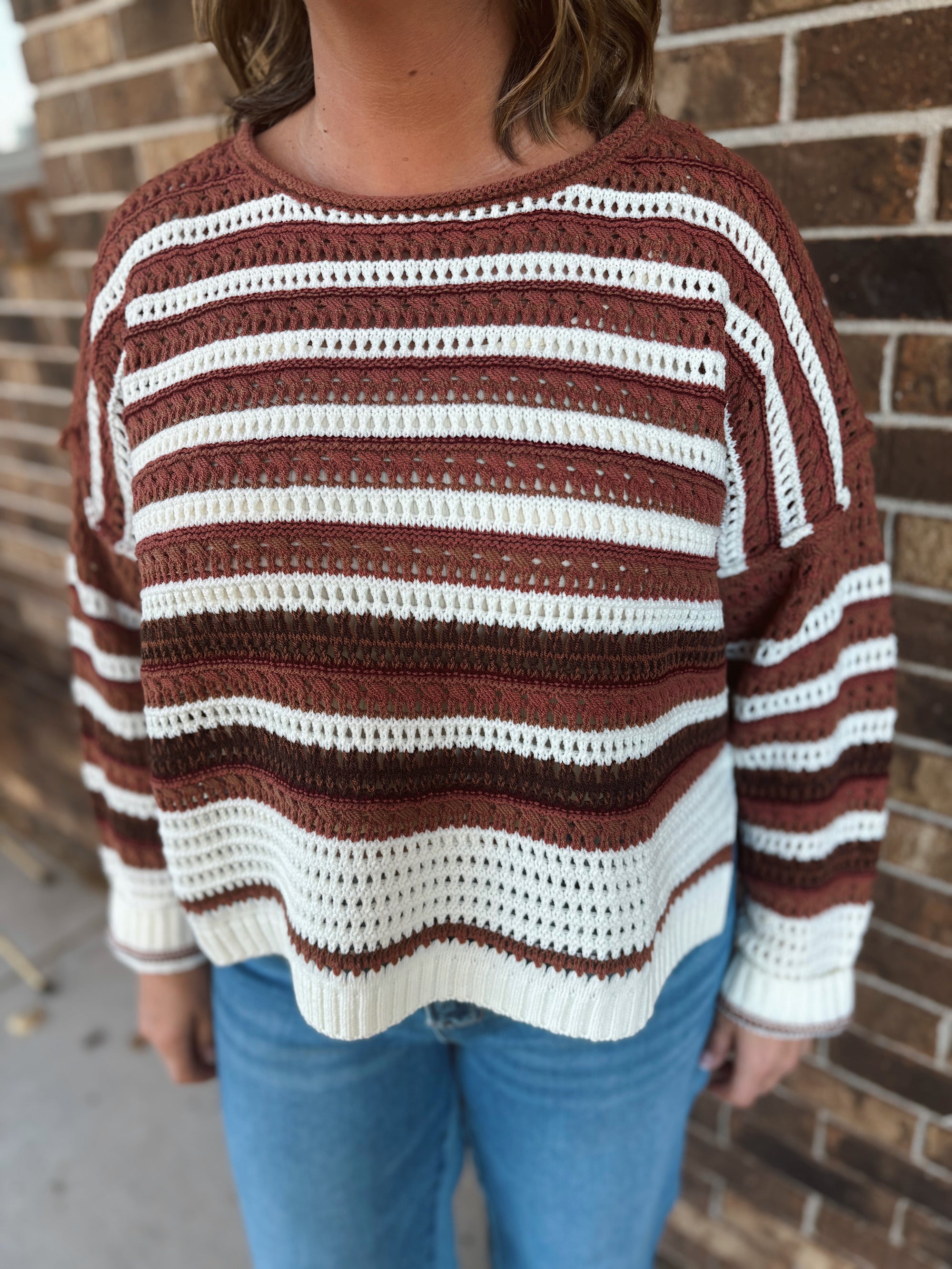Toasted Terra-cotta Crochet Sweater