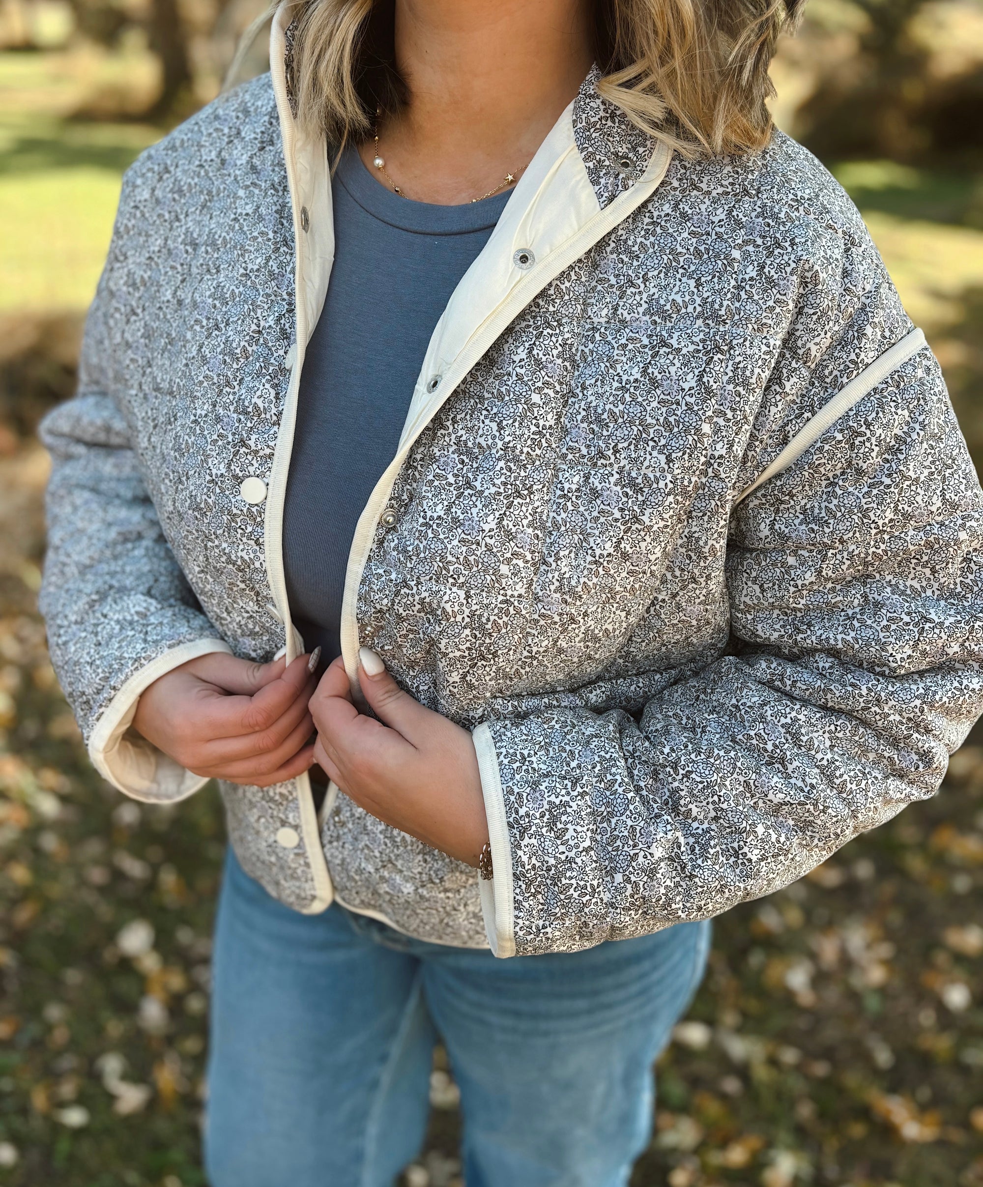 Lavender Ivory Quilted Puffer