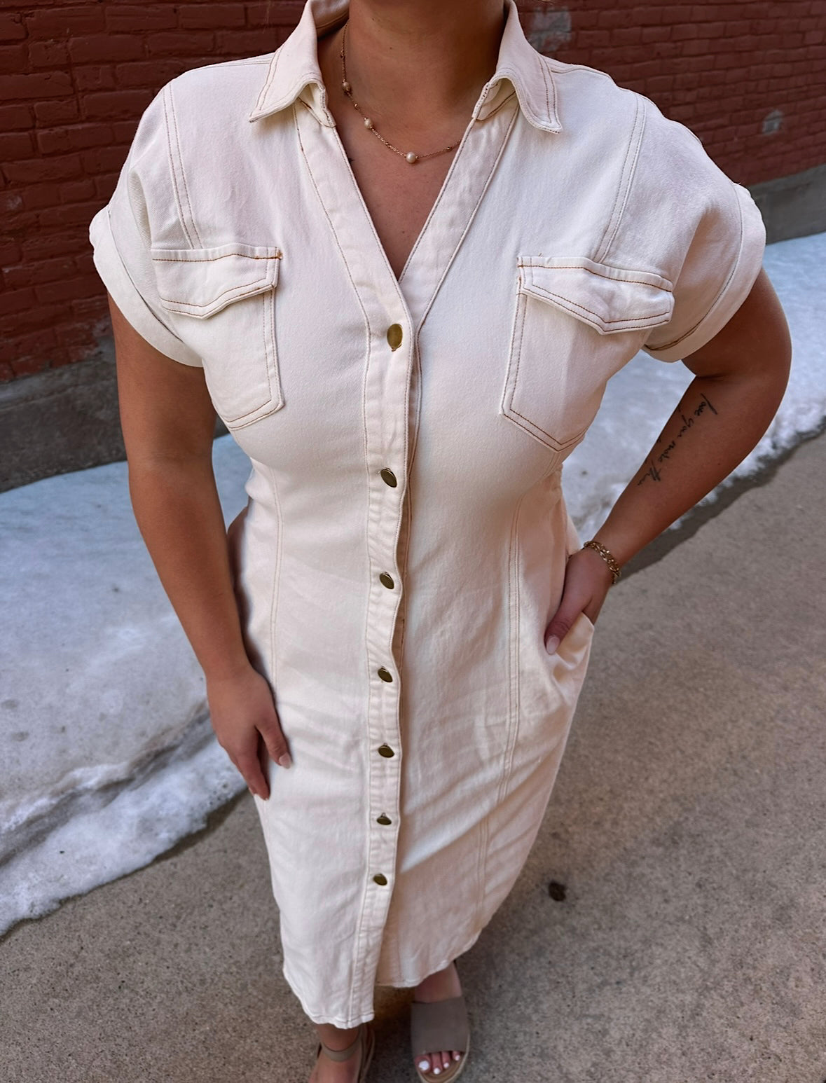 Canvas Utility Midi Dress