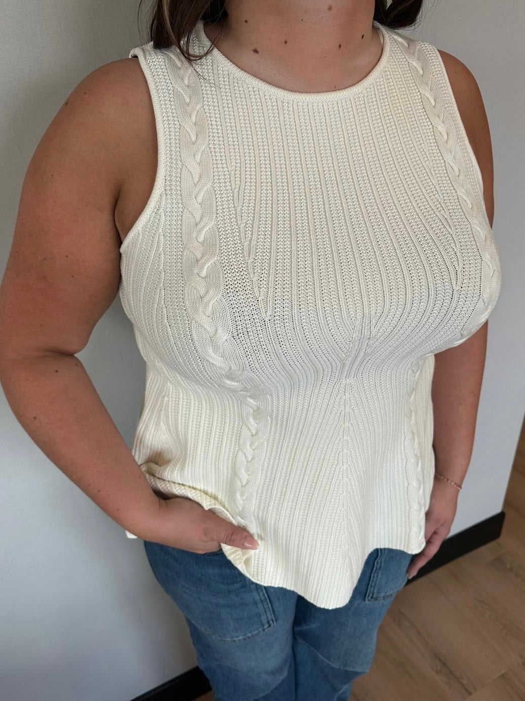 Buttercream Cable Peplum Knit