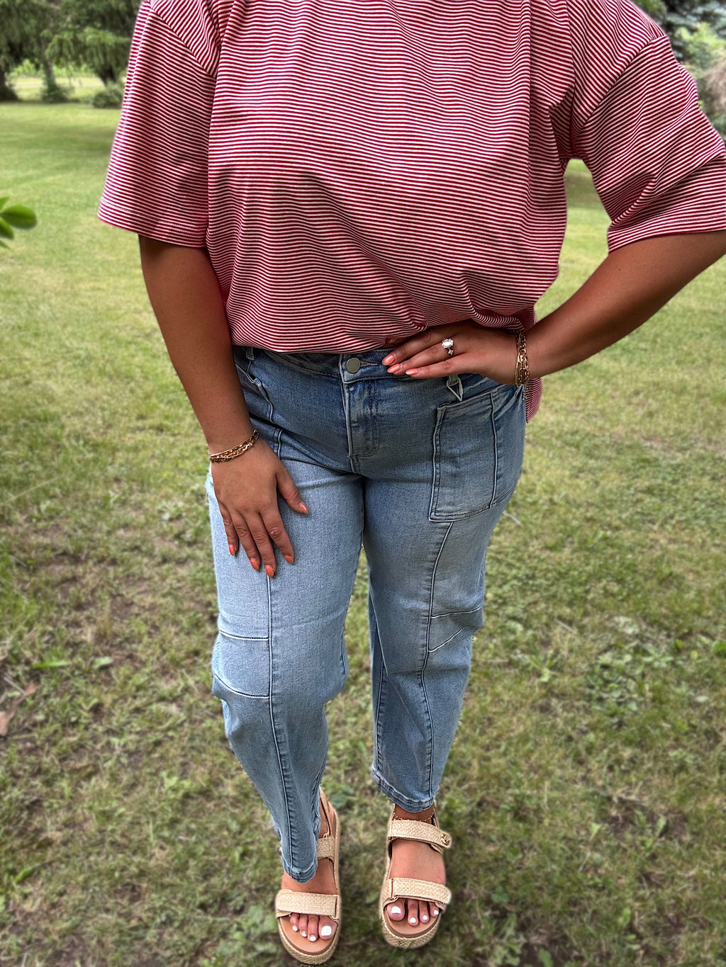 Risen Patch Pocket Boyfriend Jeans- Light