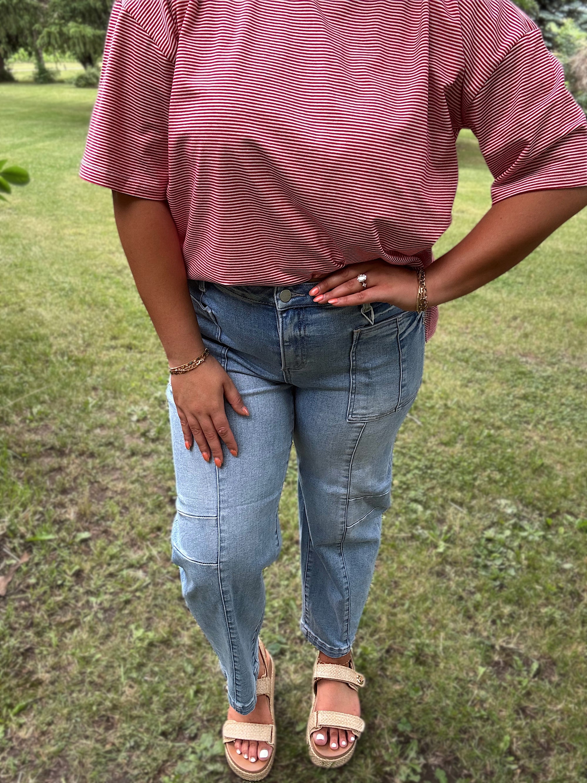 Risen Patch Pocket Boyfriend Jeans- Light