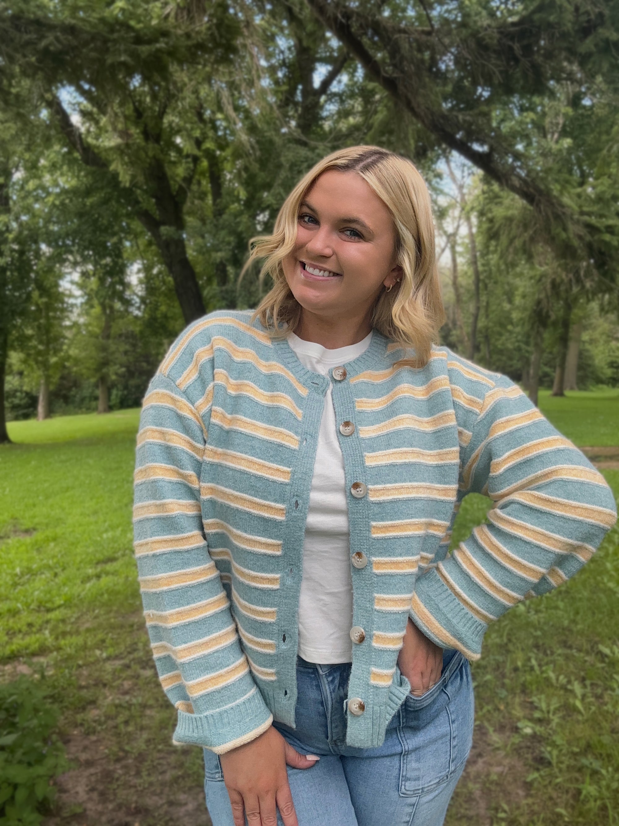 Bluebird Stripe Cardigan