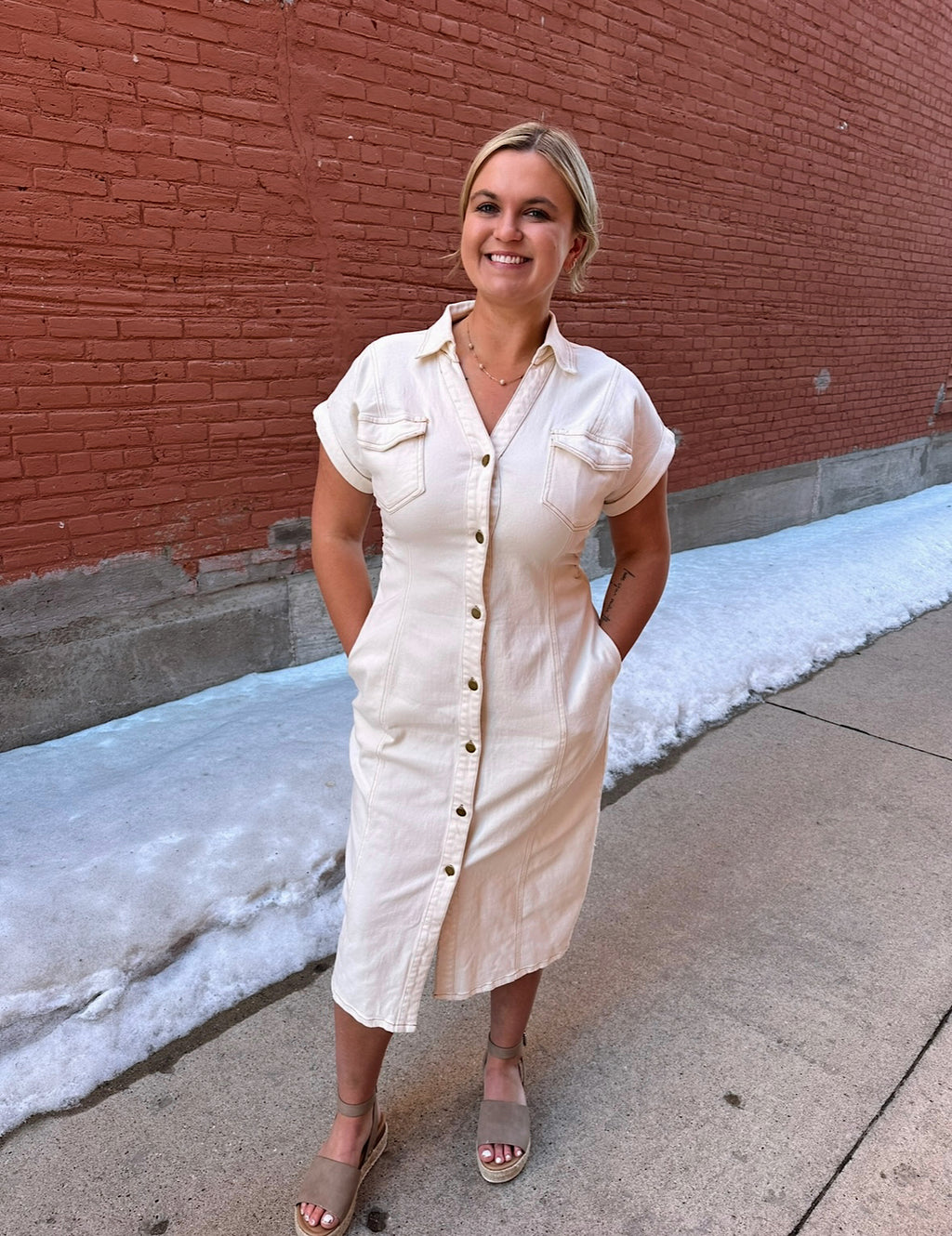 Canvas Utility Midi Dress