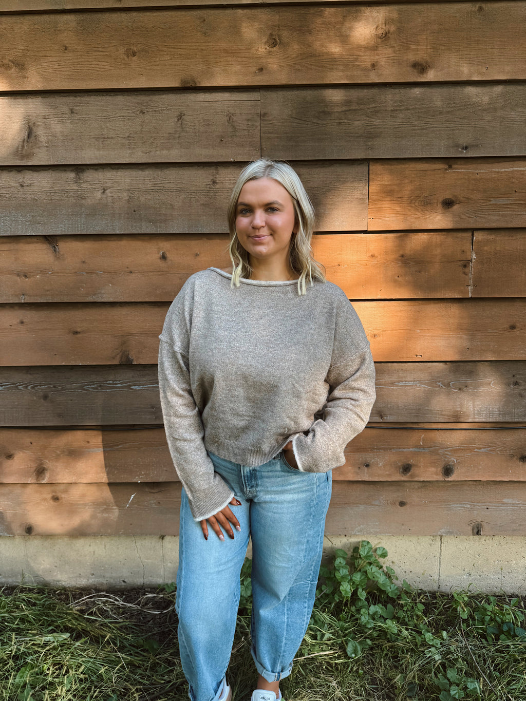 Slouchy Oatmeal Knit Sweater