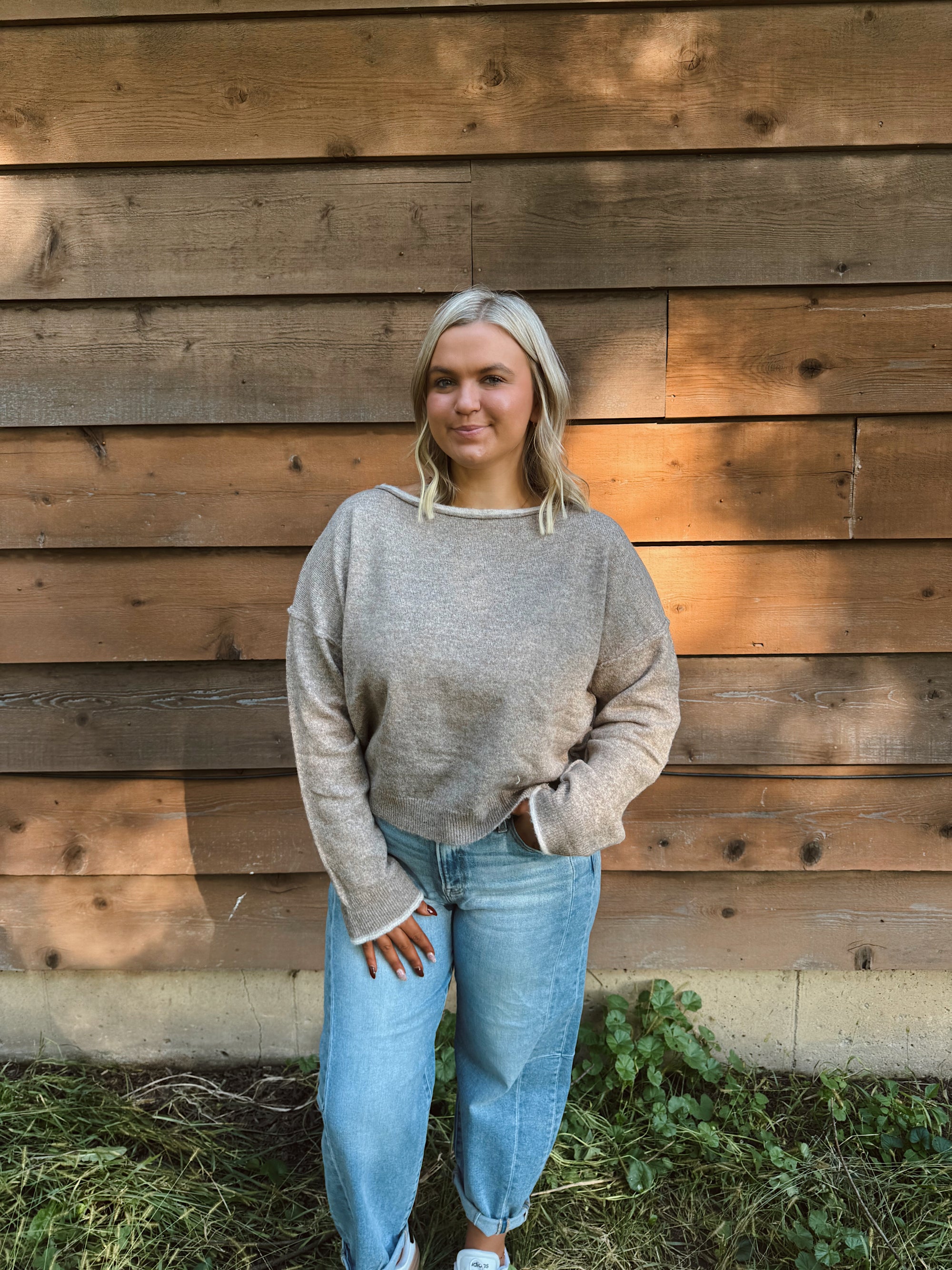 Slouchy Oatmeal Knit Sweater