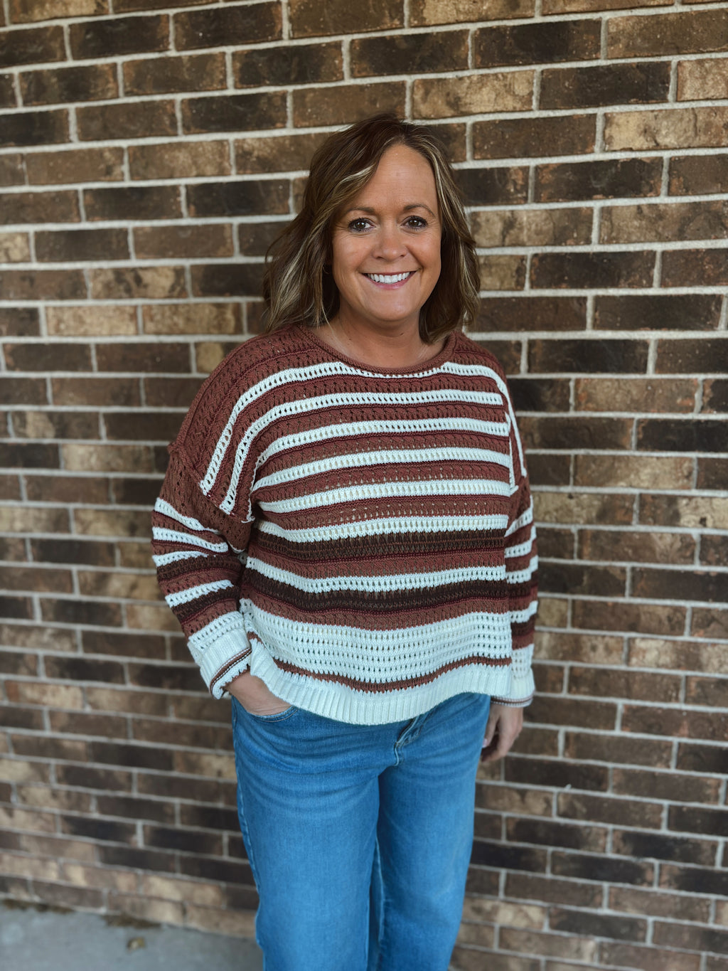 Toasted Terra-cotta Crochet Sweater