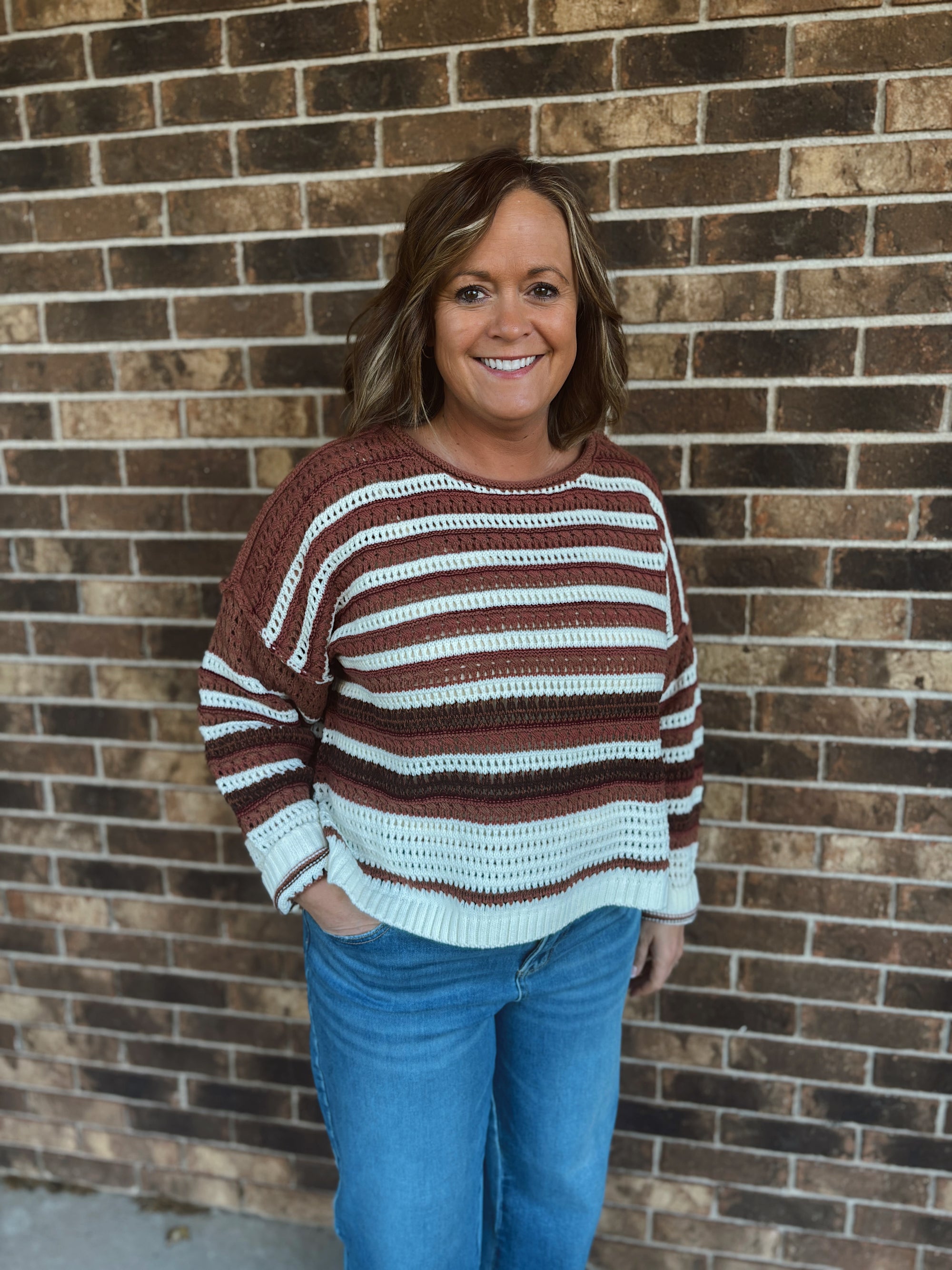 Toasted Terra-cotta Crochet Sweater