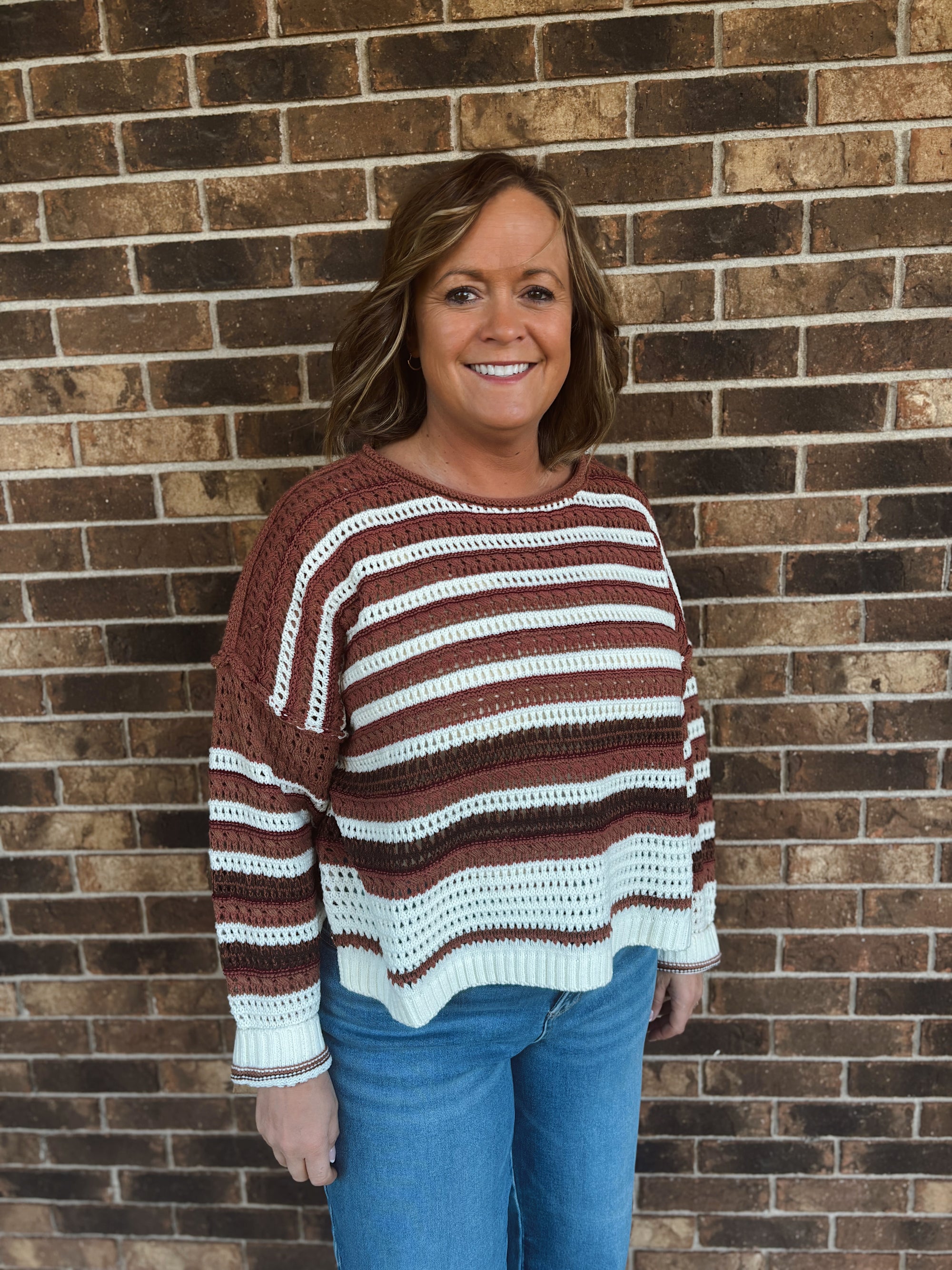 Toasted Terra-cotta Crochet Sweater