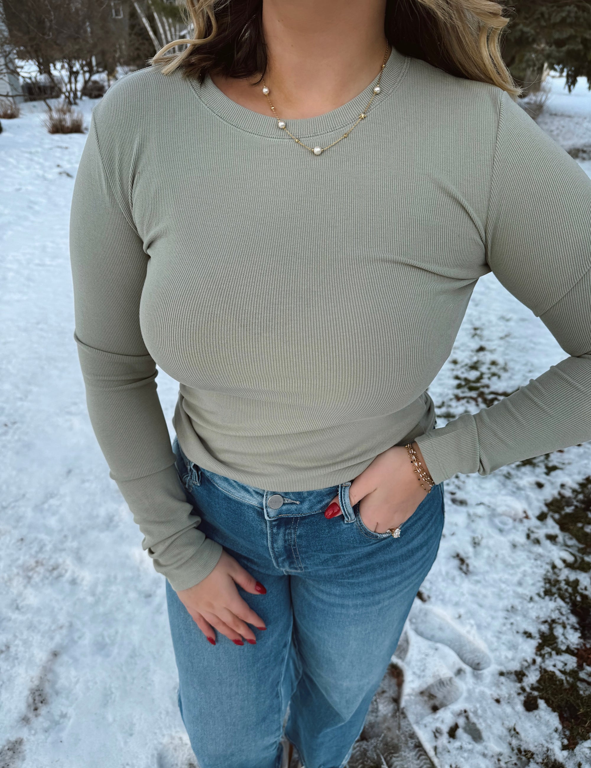 Everyday Essentials Seagrass ribbed long sleeve