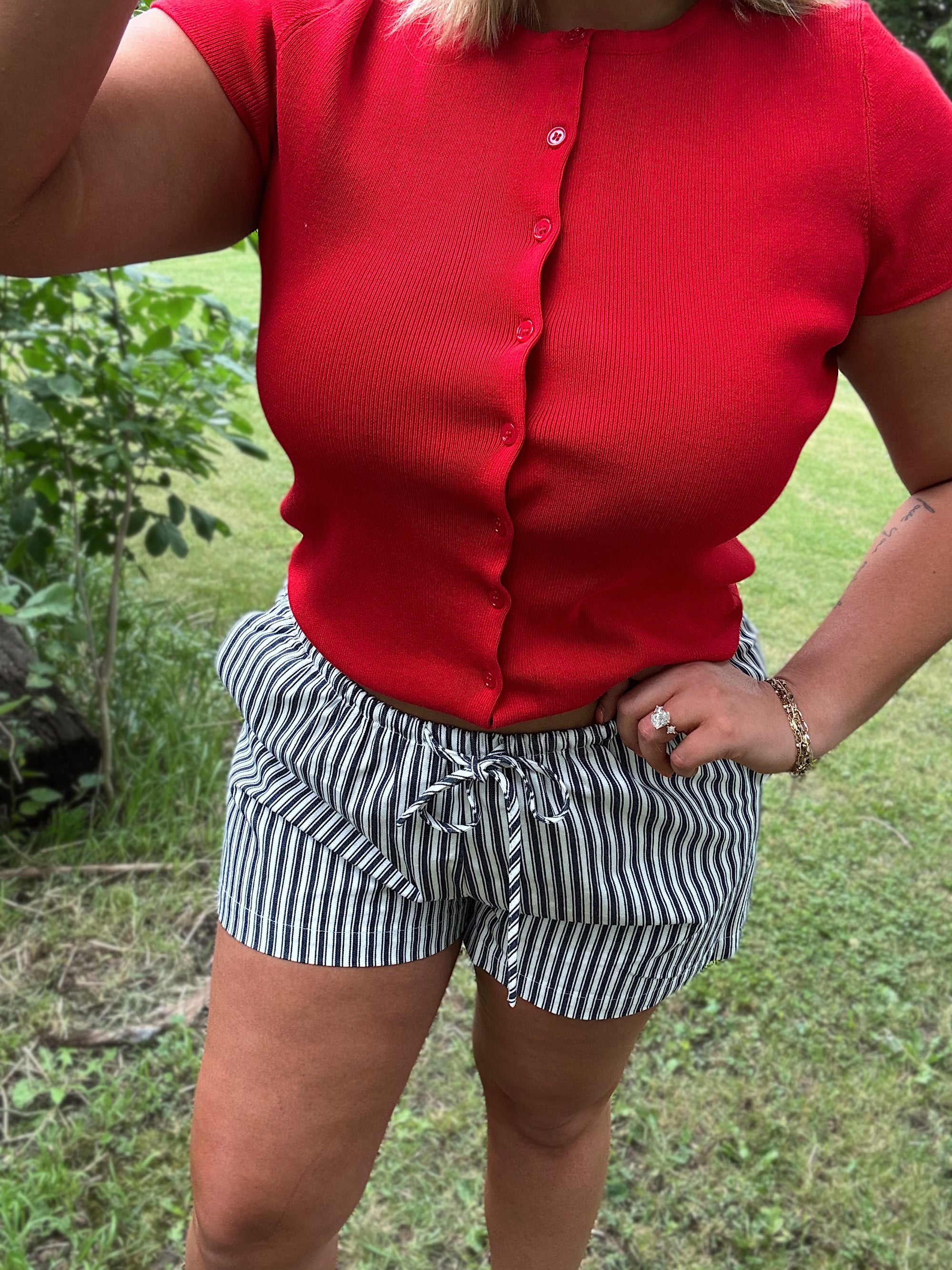 Bayside Stripe Shorts- Navy