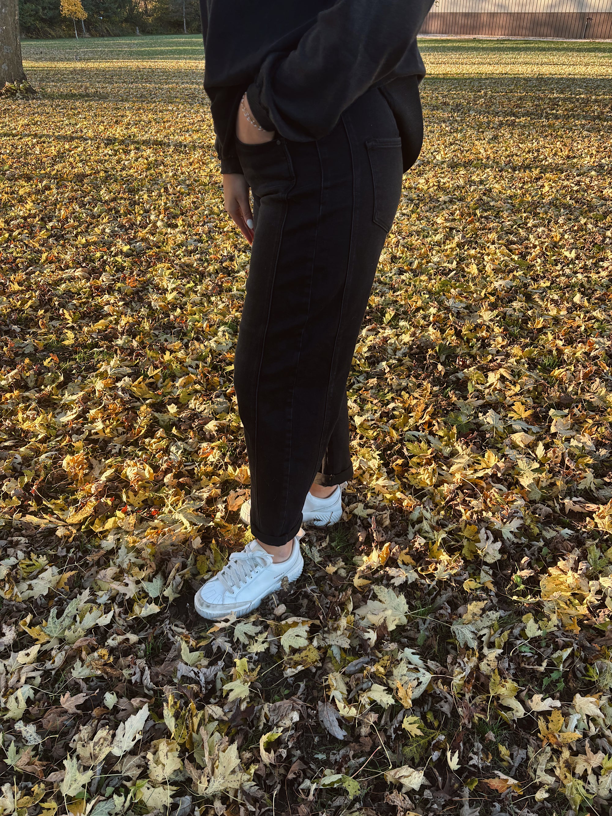 Risen Black High Rise Crop Barrel Cuffed Jeans